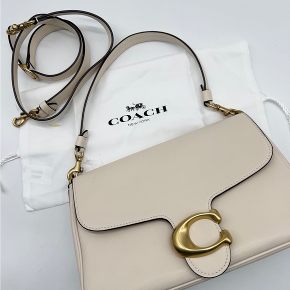 COACH Soft Tabby genuine leather shoulder crossbody + Dust bag  CHALK WHITE - Picture 16 of 16